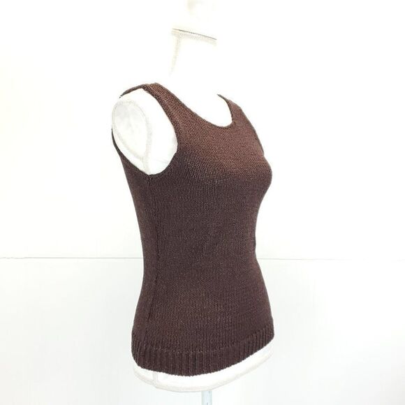 Theory Brown Knit Merletto Shell Sleeveless Sweater Top - Picture 8 of 14